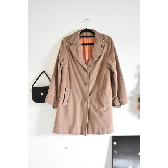 Vintage America Jackets & Blazers - Vintage 70s Tan Light Brown Fleece Pea Coat Woman's M Classic Fall